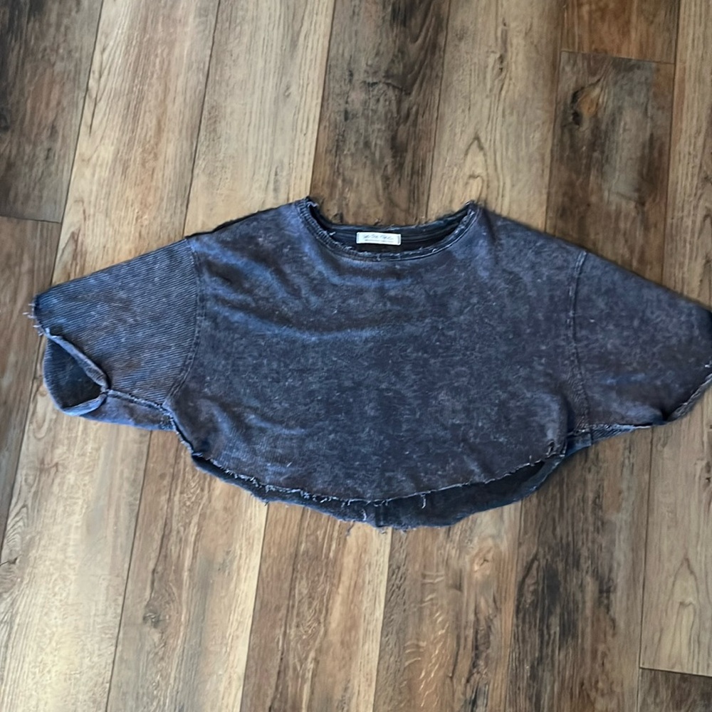 Free People- Crop Sweater, Blue-Gray, Size S